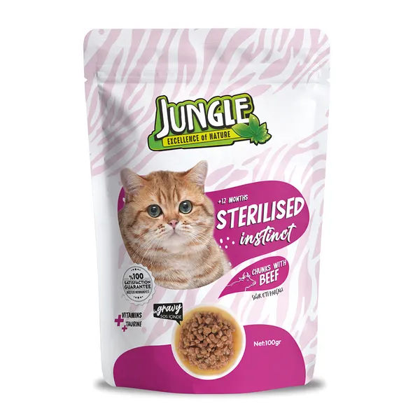 Jungle Kısır Kedi Biftekli 100 g Pouch