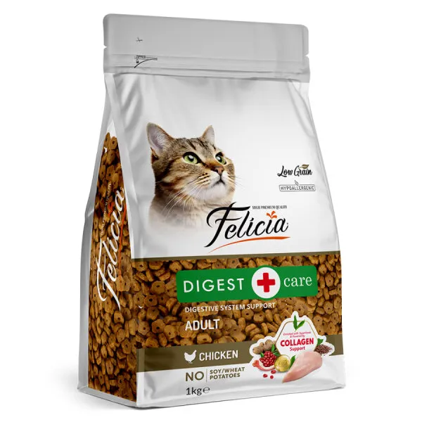 Felicia 1 Kg Kolajenli Tavuklu Az Tahıllı Yetişkin Kedi Maması HypoAllergenic Kedi Maması