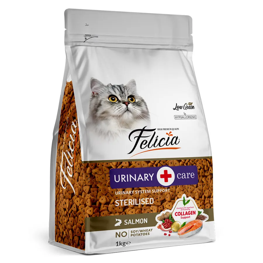 Felicia 1 Kg Kolajenli Somonlu Az Tahıllı Kısırlaştırılmış Kedi Maması HypoAllergenic Kedi Maması