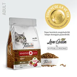 Felicia 1 Kg Kolajenli Kuzulu Az Tahıllı Yetişkin Kedi Maması HypoAllergenic Kedi Maması