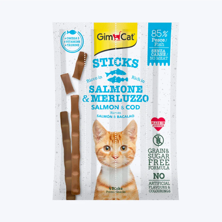GimCat Sticks Somon & Atlantik Morina Tahılsız Ödül Çubukları 20 Gr