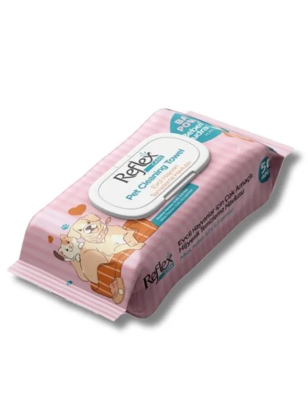 Reflex Care Bebek Pudrası Kokulu Kedi & Köpek Temizleme Mendili 50′li