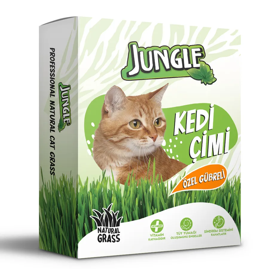 Jungle Kedi Çimi Kutulu (Fileli)