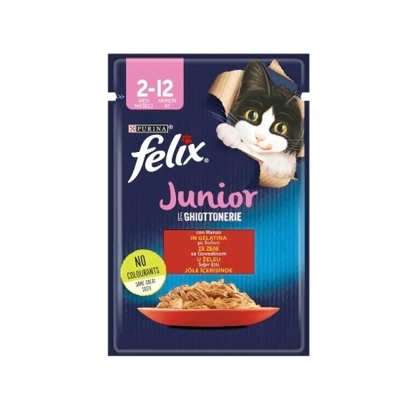 Felix Pouch Jöle İçinde Sığır Etli Yavru Kedi Konservesi 85gr