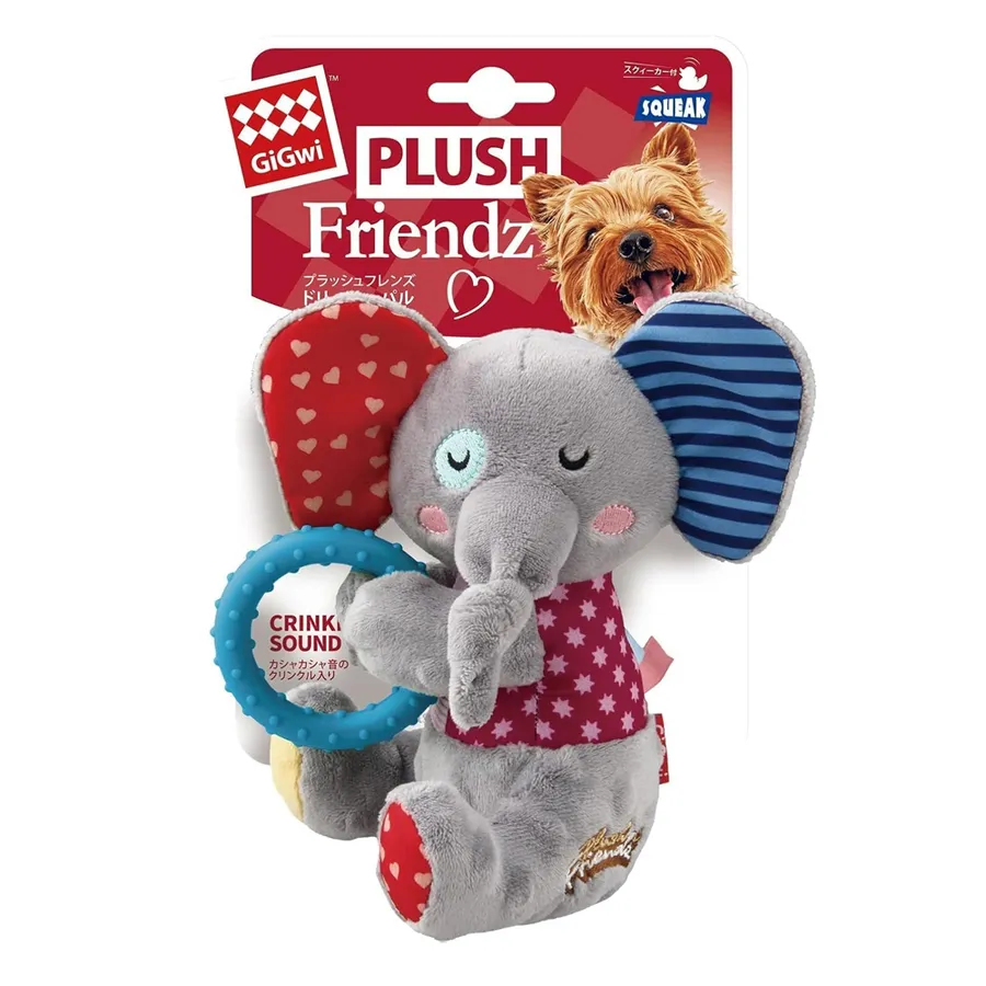 GiGwi Plush Friendz Sesli Fil Peluş Çiğneme Halkalı Köpek Oyuncağı