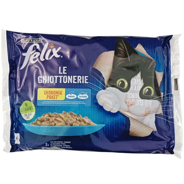 Felix Somonlu ve Ton Balıklı Yaş Kedi Maması Ekonomik Paket 4x85gr