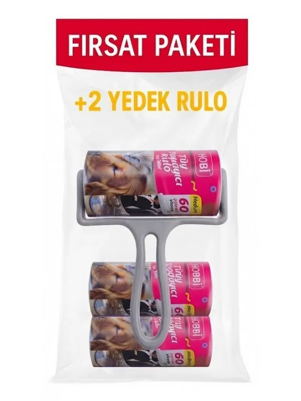 Hobi Tüy Toplama Rulosu 10 cm (Medium Boy) – 60 Yaprak 2 Yedekli