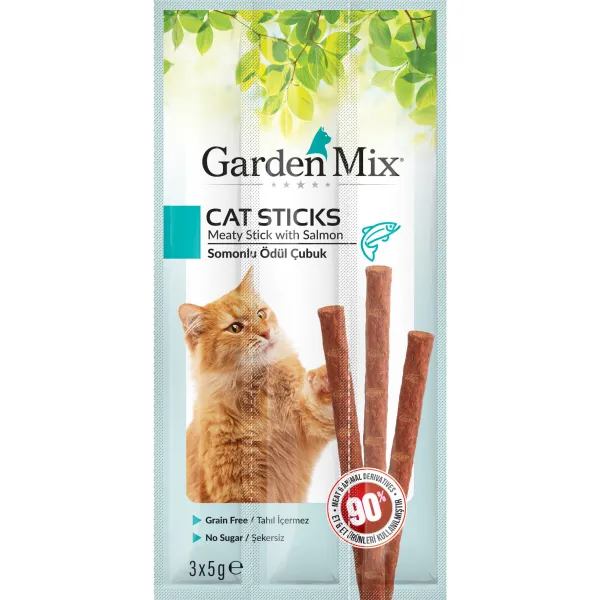 Garden Mix Somonlu Tahılsız Kedi Ödül Çubuğu 15gr (3'lü)