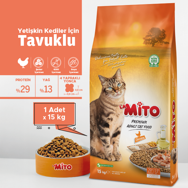 LaMito Adult Cat Tavuklu Yetişkin Kedi Maması 15 Kg